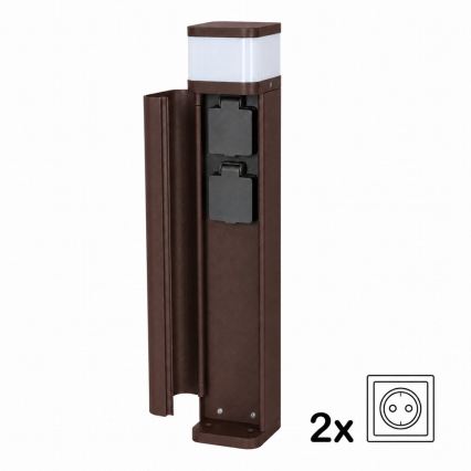 BRILAGI - Εξωτερικό φωτιστικό με 2 υποδοχές SCHUKO PILLAR 1xG9/11W/230V IP44 καφέ