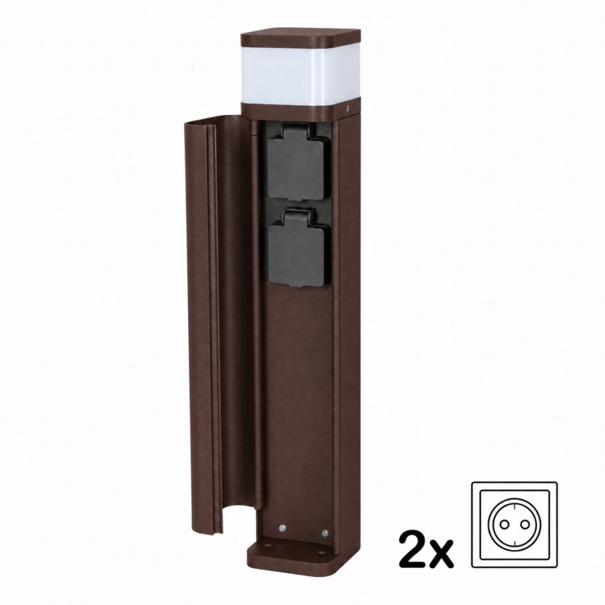 BRILAGI - Εξωτερικό φωτιστικό με 2 υποδοχές SCHUKO PILLAR 1xG9/11W/230V IP44 καφέ