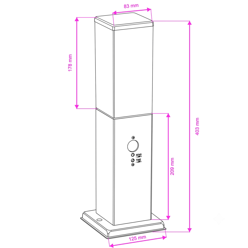 Brilagi - Εξωτερικό φωτιστικό με αισθητήρα NOVA 1xE27/15W/230V 40 cm IP44 ανθρακί