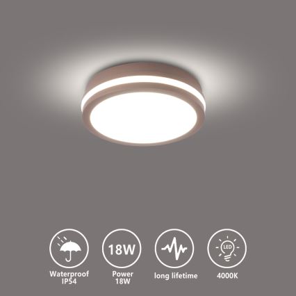 Brilagi - Εξωτερικό φωτιστικό οροφής LED BENE LED/18W/230V Ø 21,5 εκ. καφέ IP54