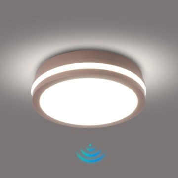 Brilagi - Εξωτερικό φωτιστικό οροφής LED με αισθητήρα BENE LED/18W/230V Ø 21,5 cm καφέ IP54