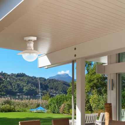 Brilagi - Εξωτερικό φωτιστικό οροφής MOLDE 1xE27/60W IP44 λευκό/πατίνα
