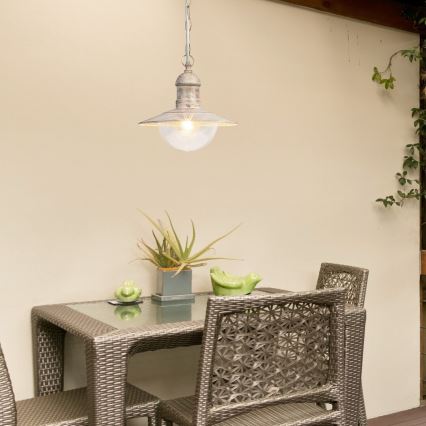 Brilagi - Εξωτερικό κρεμαστό φωτιστικό MOLDE 1xE27/60W IP44 λευκό/πατίνα