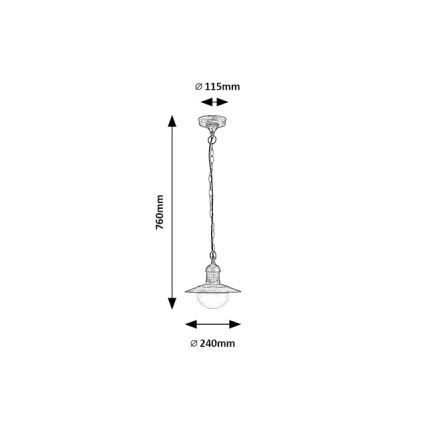 Brilagi - Εξωτερικό κρεμαστό φωτιστικό MOLDE 1xE27/60W IP44 μπρονζέ/πατίνα