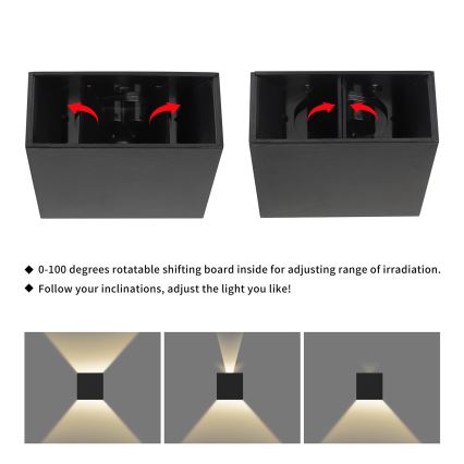 Brilagi - Εξωτερικό LED φωτιστικό τοίχου DOUBLERAY LED/4W/230V μαύρο IP65