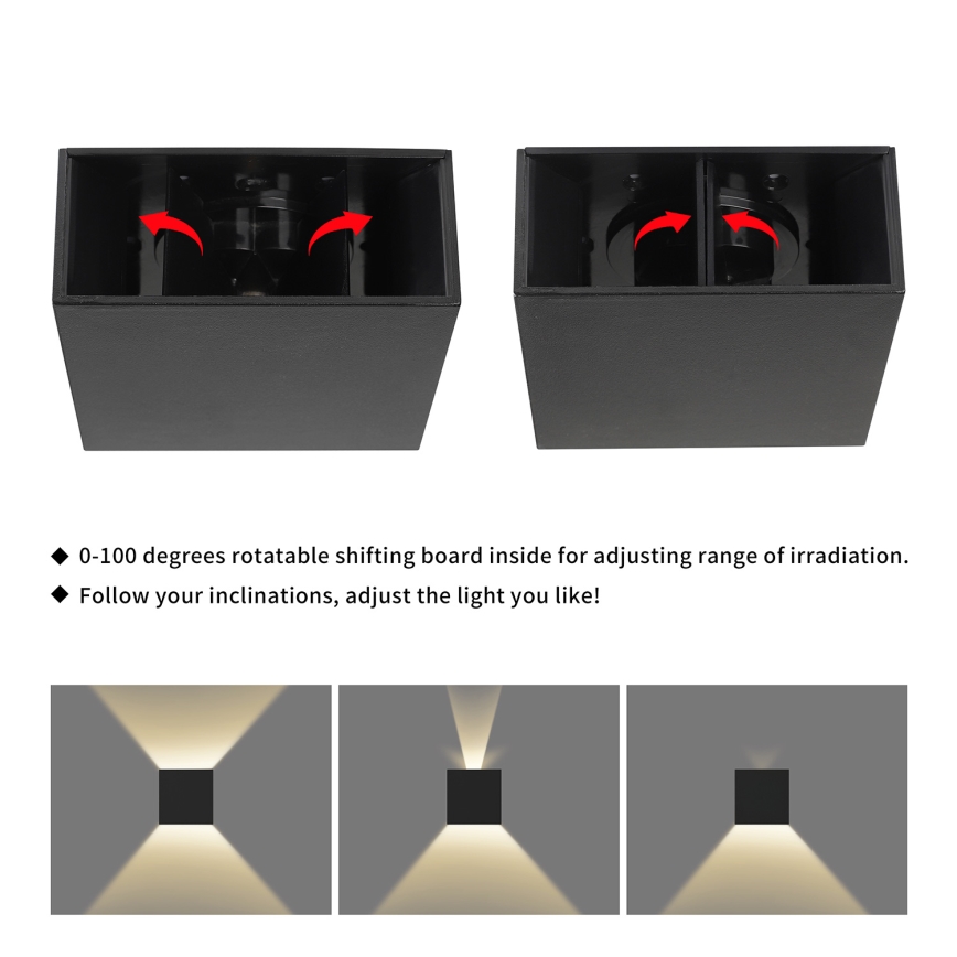 Brilagi - Εξωτερικό LED φωτιστικό τοίχου DOUBLERAY LED/4W/230V μαύρο IP65