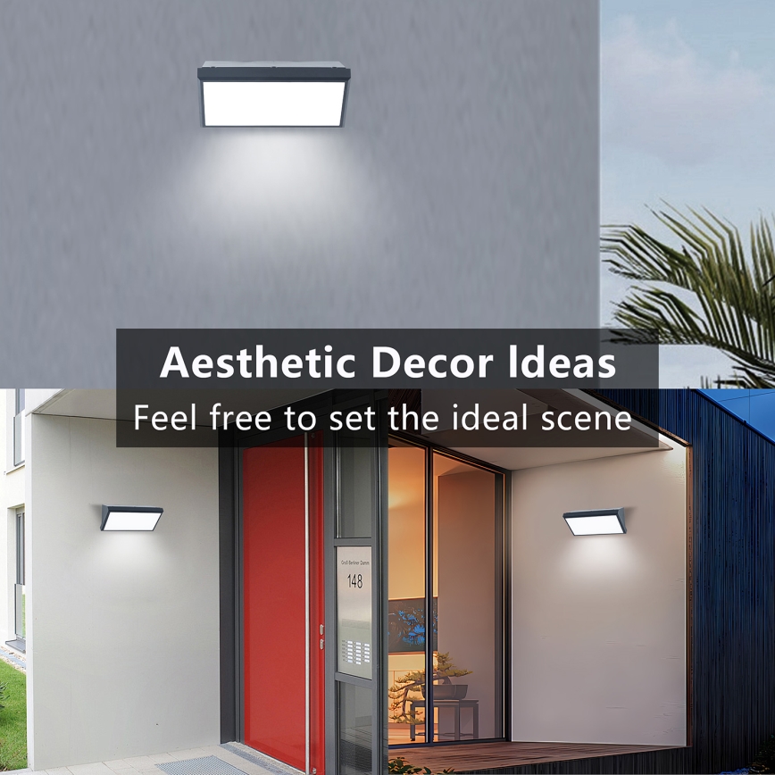 Brilagi - Εξωτερικό επιτοίχιο φωτιστικό LED με αισθητήρα TRIANGLE LED/20W/230V ανθρακί IP65