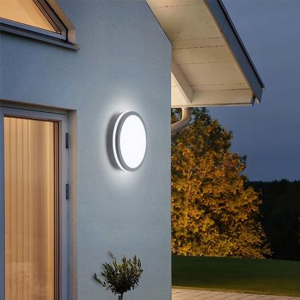 Brilagi - Εξωτερικό φωτιστικό LED με αισθητήρα BENE LED/24W/230V, διάμετρος 26 cm, ανθρακί, IP54
