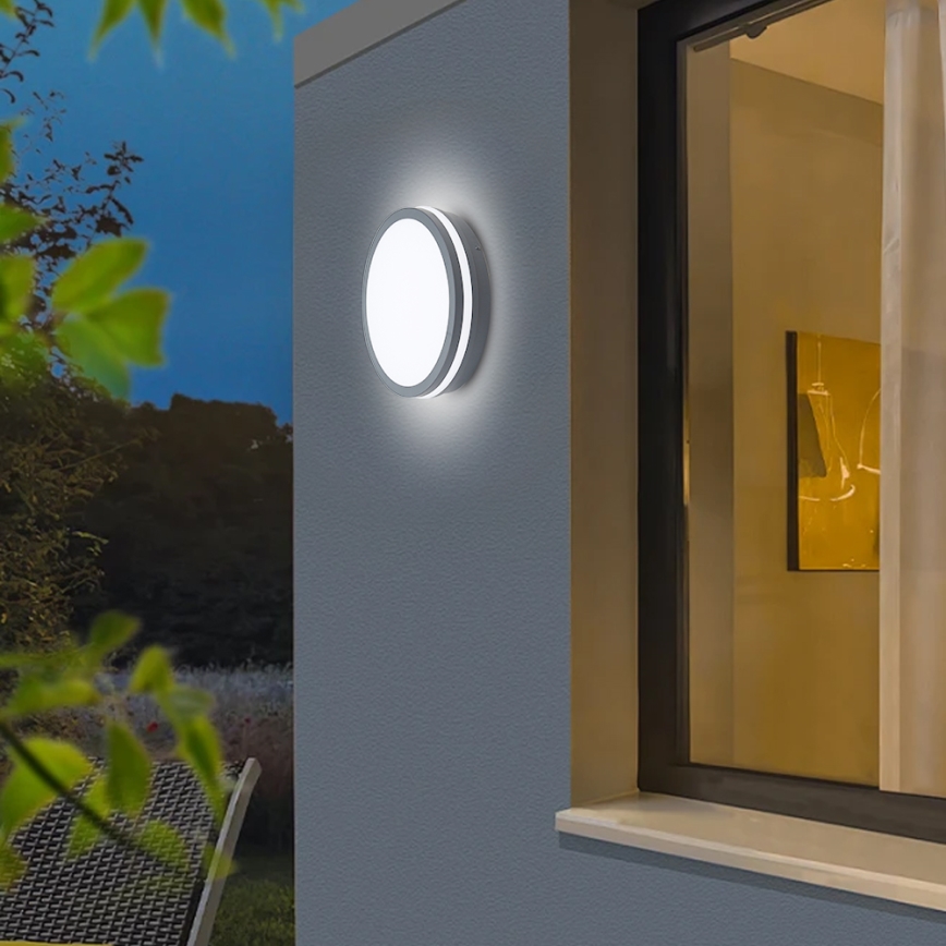 Brilagi - Εξωτερικό φωτιστικό LED με αισθητήρα BENE LED/24W/230V, διάμετρος 26 cm, ανθρακί, IP54