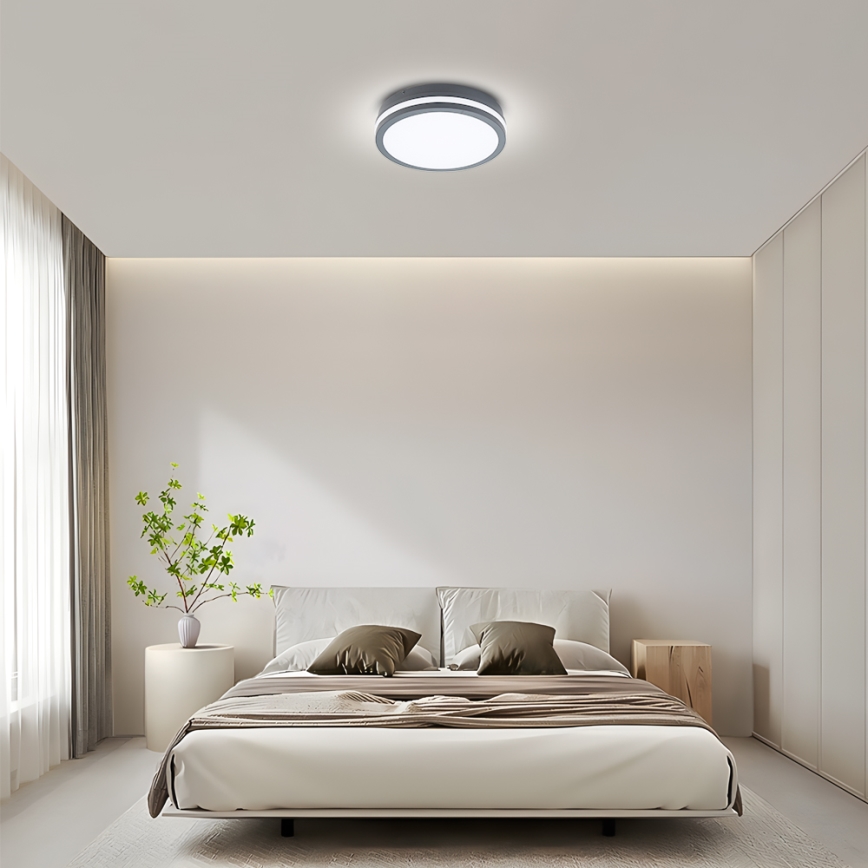 Brilagi - Εξωτερικό φωτιστικό LED με αισθητήρα BENE LED/24W/230V, διάμετρος 26 cm, ανθρακί, IP54