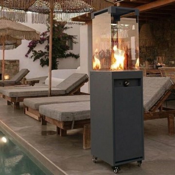 Brilagi - Εξωτερικό τζάκι αερίου FLARO GAS 142x36 cm 8kW 1xAAA μαύρο + προστατευτικό κάλυμμα