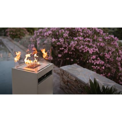Brilagi - Υπαίθριο τζάκι αερίου FLARO GAS 142x36 cm 8kW 1xAAA μπεζ + προστατευτικό κάλυμμα