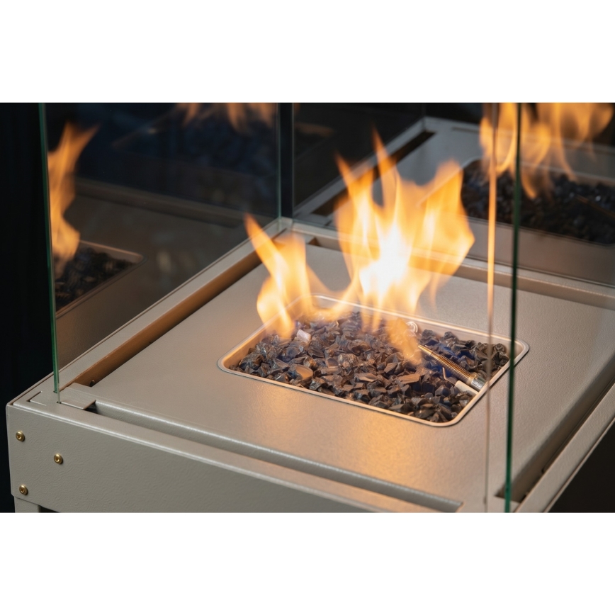 Brilagi - Υπαίθριο τζάκι αερίου FLARO GAS 142x36 cm 8kW 1xAAA μπεζ + προστατευτικό κάλυμμα