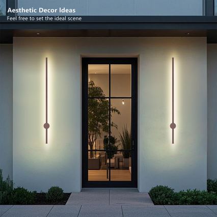 Brilagi - LED επιτοίχιο φωτιστικό εξωτερικού χώρου AURA LED/20W/230V 3000K IP54 97 cm καφέ CRI 90