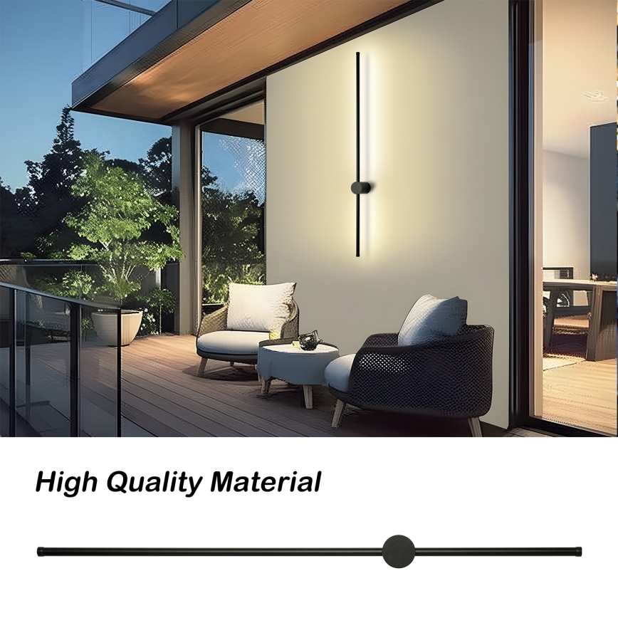 Brilagi - LED επιτοίχιο φωτιστικό εξωτερικού χώρου AURA LED/20W/230V 3000K IP54 97 cm μαύρο CRI 90