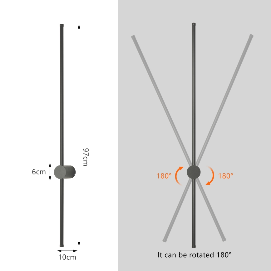 Brilagi - AURA εξωτερικό επιτοίχιο φωτιστικό LED/20W/230V 4000K IP54 97 cm ανθρακί CRI 90