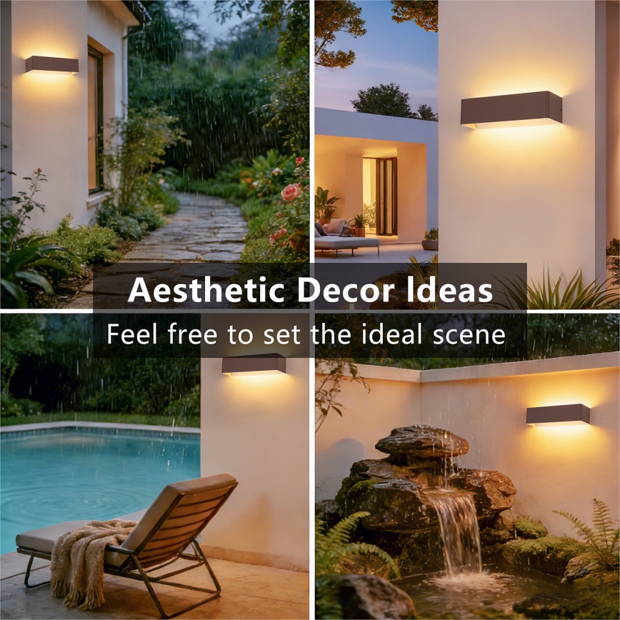 Brilagi - Εξωτερικό επιτοίχιο φωτιστικό LED DONNANI LED/12W/230V 30 cm καφέ IP44