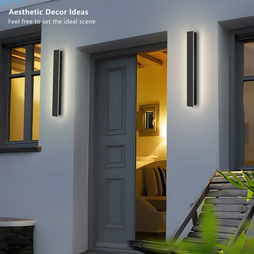 Brilagi - Επιτοίχιο φωτιστικό LED εξωτερικού χώρου LINEAR LED/12W/230V 3000K IP65 50 cm μαύρο CRI 90