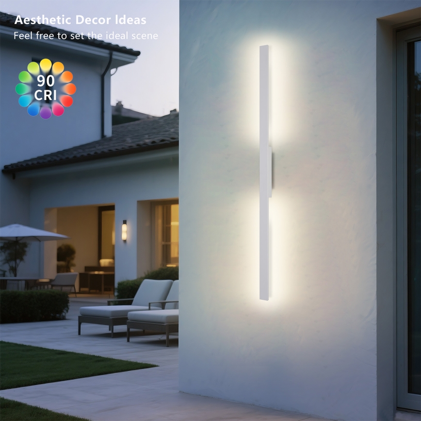 Brilagi - Εξωτερικό επιτοίχιο φωτιστικό LED LUNA LED/24W/230V 3000K IP65 100 cm λευκό CRI 90