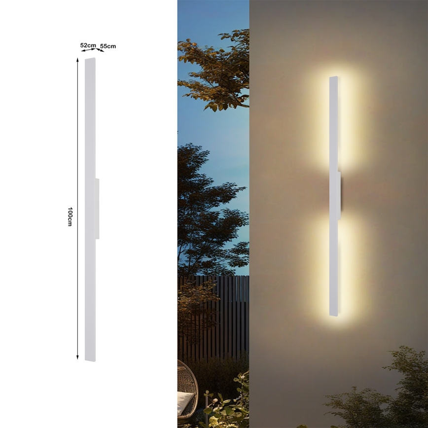 Brilagi - Εξωτερικό επιτοίχιο φωτιστικό LED LUNA LED/24W/230V 3000K IP65 100 cm λευκό CRI 90
