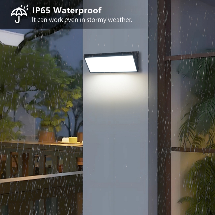 Brilagi - Επιτοίχιο φωτιστικό εξωτερικού χώρου LED με αισθητήρα TRIANGLE LED/42W/230V μαύρο IP65