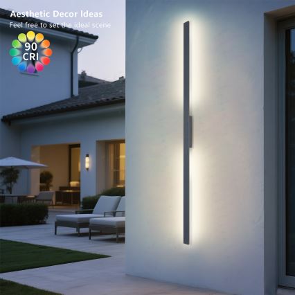 Brilagi - Εξωτερικό επιτοίχιο φωτιστικό LED LUNA 30W/230V 4000K IP65 150 cm ανθρακί CRI 90