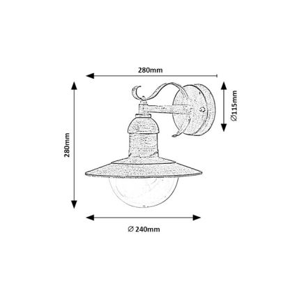 Brilagi - Εξωτερικό επιτοίχιο φωτιστικό MOLDE 1xE27/60W/230V IP44 λευκό/πατίνα