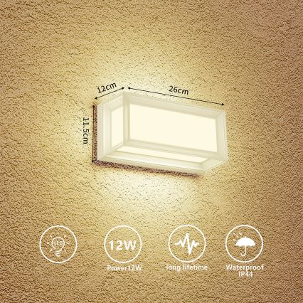 Brilagi - Επιτοίχιο LED φωτιστικό εξωτερικού χώρου PARKER LED/12W/230V 3000/4500/6000K λευκό IP44