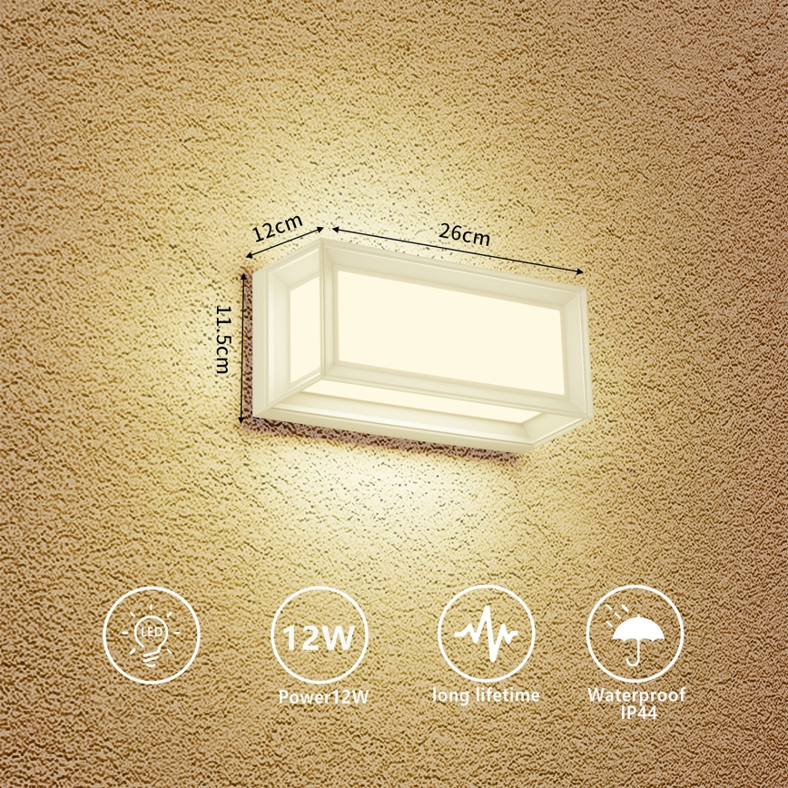 Brilagi - Επιτοίχιο LED φωτιστικό εξωτερικού χώρου PARKER LED/12W/230V 3000/4500/6000K λευκό IP44