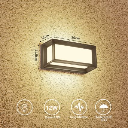 Brilagi - LED εξωτερικό επιτοίχιο φωτιστικό PARKER LED/12W/230V 3000/4500/6000K ανθρακί IP44
