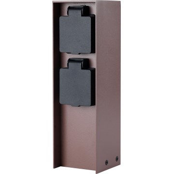 Brilagi - Εξωτερικός στύλος πρίζας PILLAR 2Z SCHUKO 230V IP44 καφέ
