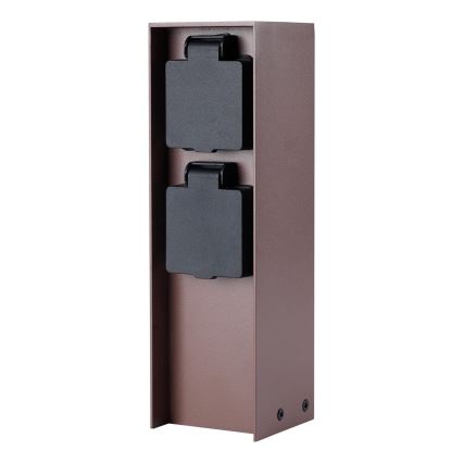Brilagi - Εξωτερικός στύλος πριζών PILLAR 2Z SCHUKO 230V IP44 καφέ
