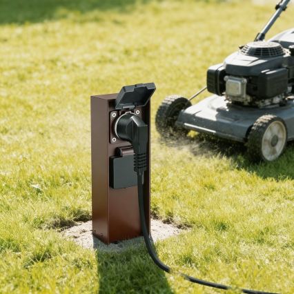 Brilagi - Εξωτερικός στύλος πριζών PILLAR 2Z SCHUKO 230V IP44 καφέ