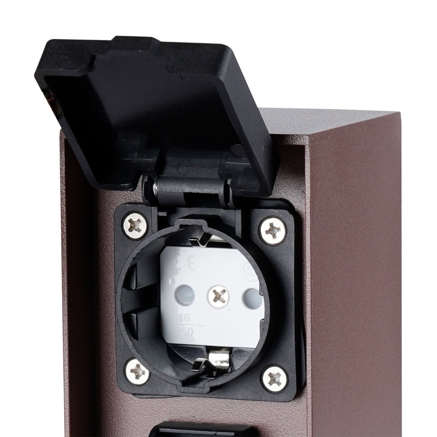 Brilagi - Εξωτερικός στύλος πριζών PILLAR 2Z SCHUKO 230V IP44 καφέ