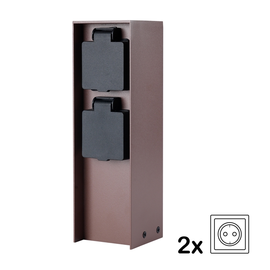 Brilagi - Εξωτερικός στύλος πριζών PILLAR 2Z SCHUKO 230V IP44 καφέ