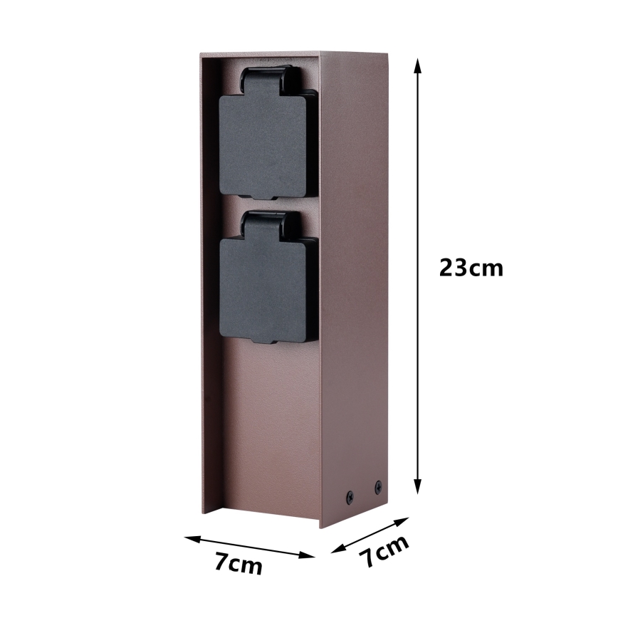 Brilagi - Εξωτερικός στύλος πριζών PILLAR 2Z SCHUKO 230V IP44 καφέ
