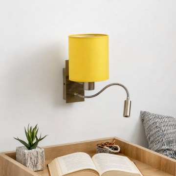 Brilagi - Εύκαμπτη επιτοίχια λάμπα LED NUBILA 1xE27/25W/230V + LED/3W ορείχαλκος/κίτρινο