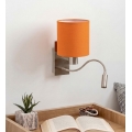Brilagi - Εύκαμπτο επιτοίχιο φωτιστικό LED NUBILA 1xE27/25W/230V + LED/3W ματ χρώμιο/πορτοκαλί