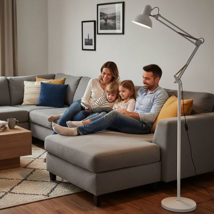 Brilagi - Ευέλικτη επιδαπέδια λάμπα TASKER 1xE27/60W/230V 184 cm λευκή