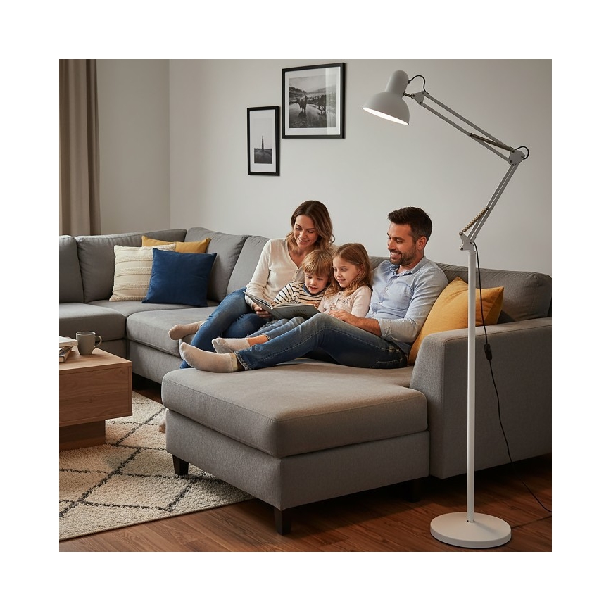 Brilagi - Ευέλικτη επιδαπέδια λάμπα TASKER 1xE27/60W/230V 184 cm λευκή
