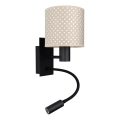 Brilagi - Ευέλικτο επιτοίχιο φωτιστικό LED BOBO 1xE27/25W/230V + LED/3W μαύρο/μπεζ/πουά