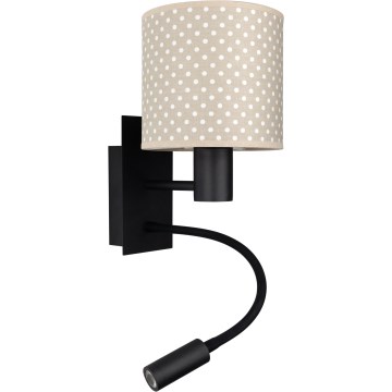 Brilagi - Ευέλικτο επιτοίχιο φωτιστικό LED BOBO 1xE27/25W/230V + LED/3W μαύρο/μπεζ/πουά