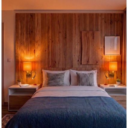 Brilagi - Εύκαμπτο επιτοίχιο φωτιστικό LED NUBILA 1xE27/25W/230V + LED/3W ορείχαλκος/πορτοκαλί