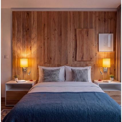 Brilagi - Εύκαμπτο επιτοίχιο φωτιστικό LED NUBILA 1xE27/25W/230V + LED/3W ματ χρώμιο/πορτοκαλί