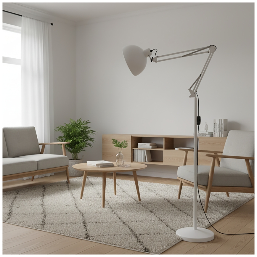 Brilagi - Ευέλικτο επιδαπέδιο φωτιστικό TASKER 1xE27/60W/230V 157 cm λευκό