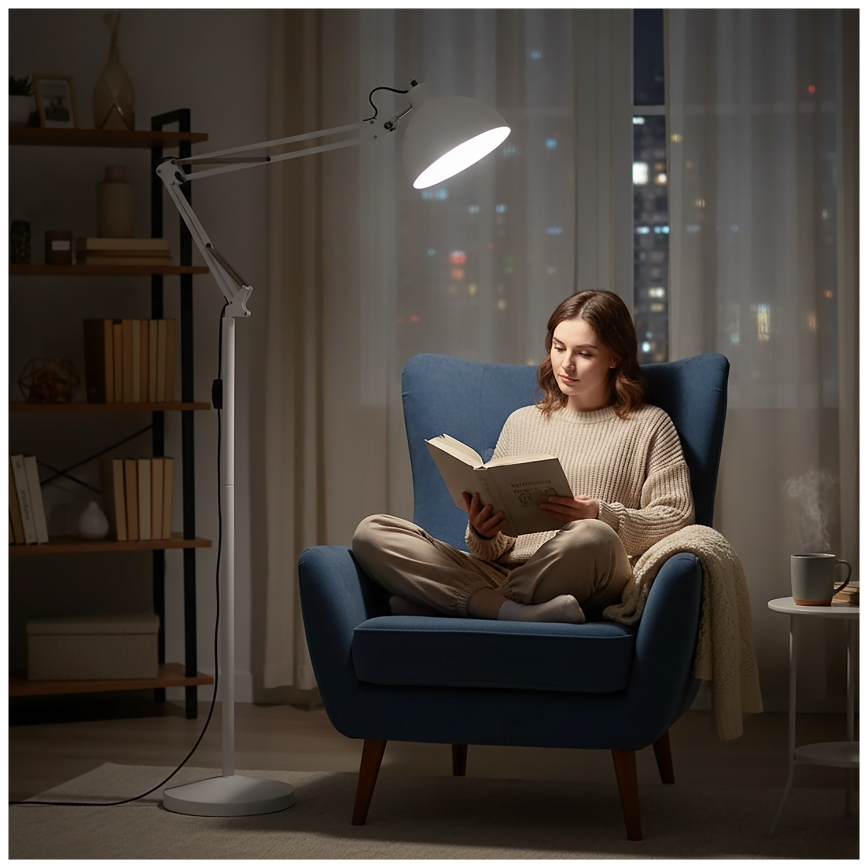 Brilagi - Ευέλικτο επιδαπέδιο φωτιστικό TASKER 1xE27/60W/230V 157 cm λευκό
