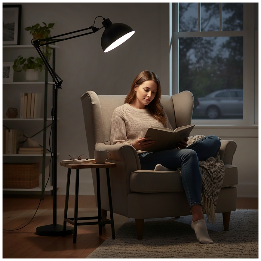 Brilagi - Ευέλικτο επιδαπέδιο φωτιστικό TASKER 1xE27/60W/230V 157 cm μαύρο