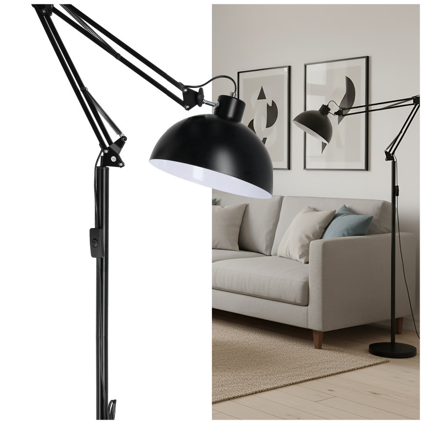 Brilagi - Ευέλικτο επιδαπέδιο φωτιστικό TASKER 1xE27/60W/230V 157 cm μαύρο