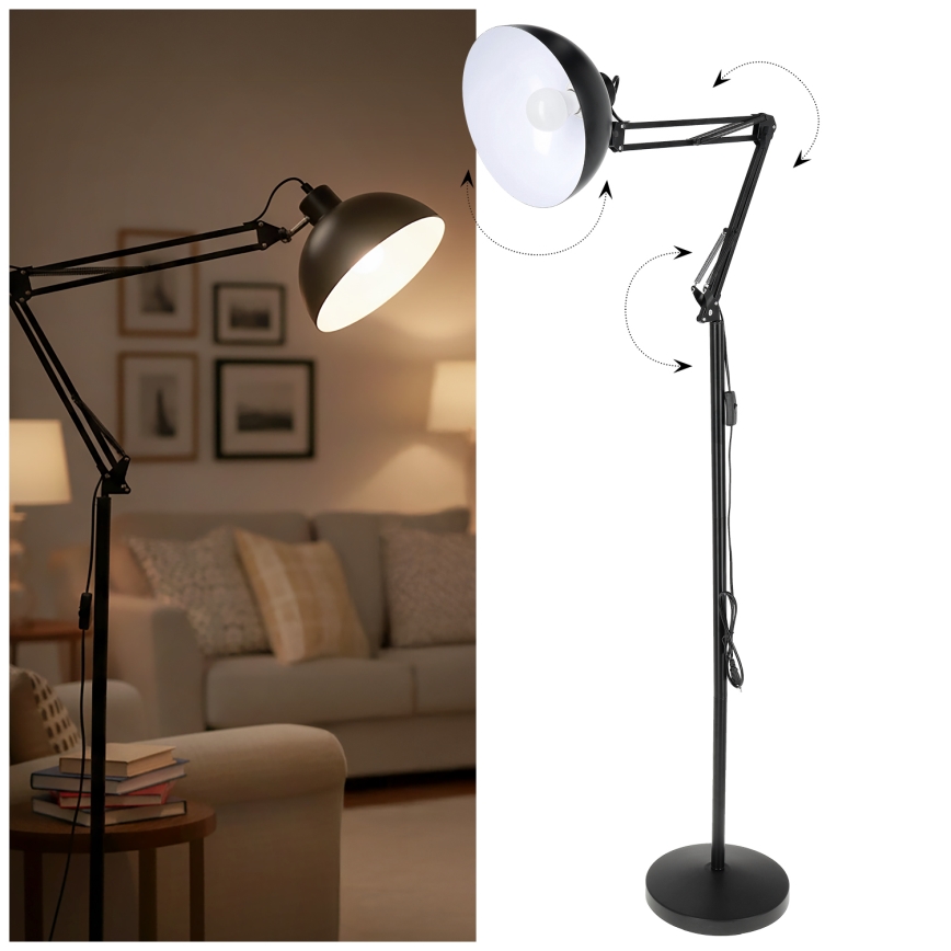 Brilagi - Ευέλικτο επιδαπέδιο φωτιστικό TASKER 1xE27/60W/230V 157 cm μαύρο