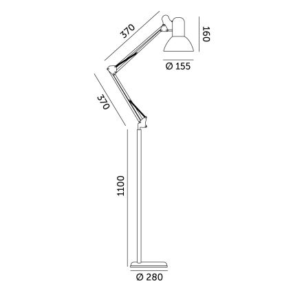 Brilagi - Ευέλικτο επιδαπέδιο φωτιστικό TASKER 1xE27/60W/230V 184 cm μαύρο